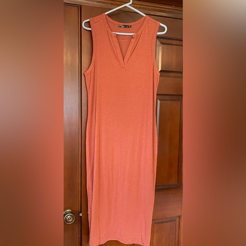 PRANA Foundation Tencel Midi Dress
in Liqueur Heather Burnt Orange M - Picture 3 of 6